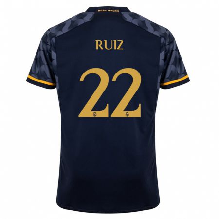 Kandiny Enfant Maillot Ferran Ruiz #22 Bleu Foncé Tenues Extérieur 2023/24 T-Shirt