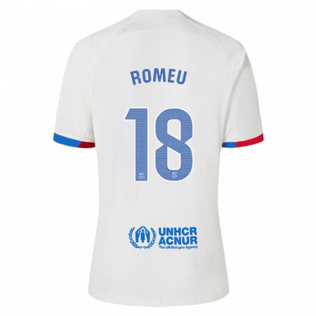 Kandiny Enfant Maillot Oriol Romeu #18 Blanc Tenues Extérieur 2023/24 T-Shirt