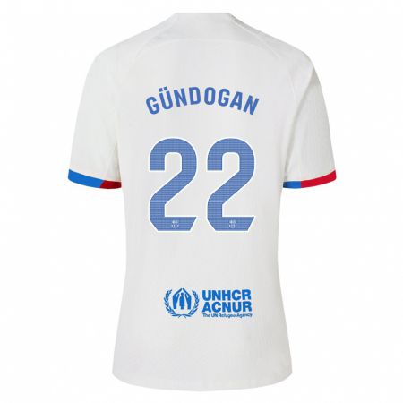 Kandiny Enfant Maillot Ilkay Gündogan #22 Blanc Tenues Extérieur 2023/24 T-Shirt