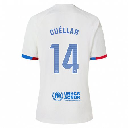 Kandiny Enfant Maillot Jaume Cuéllar #14 Blanc Tenues Extérieur 2023/24 T-Shirt