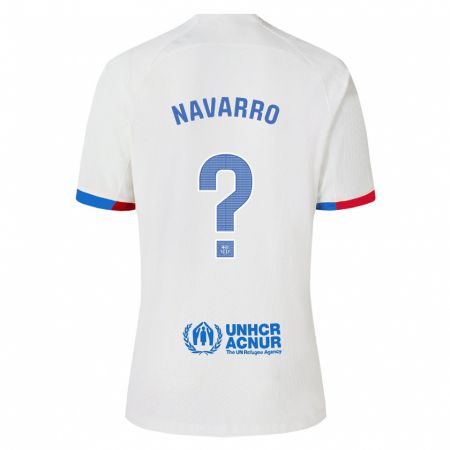 Kandiny Enfant Maillot Albert Navarro #0 Blanc Tenues Extérieur 2023/24 T-Shirt