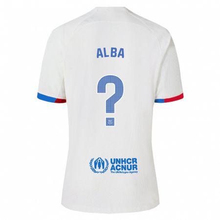 Kandiny Enfant Maillot Javi Alba #0 Blanc Tenues Extérieur 2023/24 T-Shirt