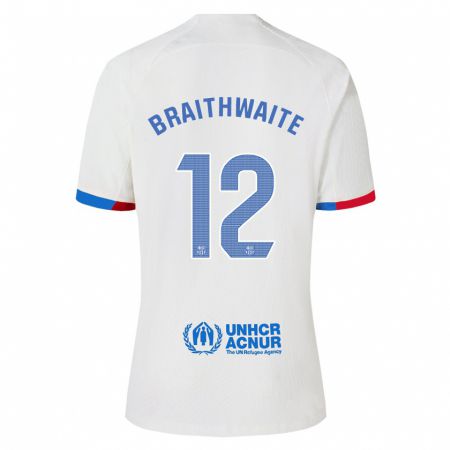 Kandiny Enfant Maillot Martin Braithwaite #12 Blanc Tenues Extérieur 2023/24 T-Shirt