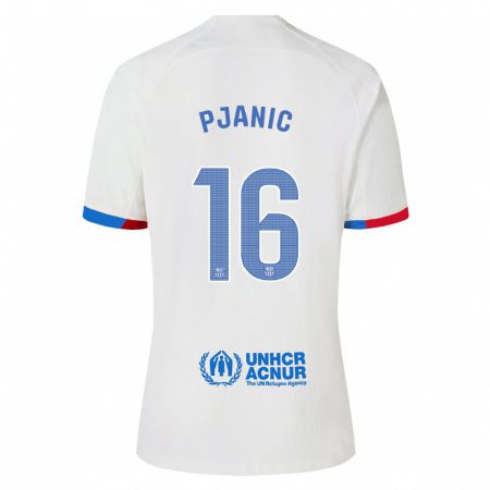 Kandiny Enfant Maillot Miralem Pjanic #16 Blanc Tenues Extérieur 2023/24 T-Shirt