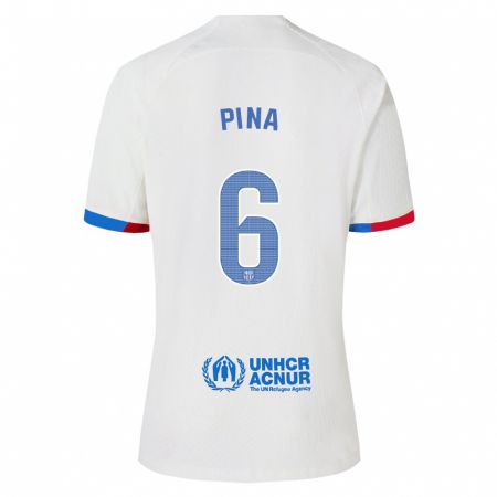 Kandiny Enfant Maillot Claudia Pina #6 Blanc Tenues Extérieur 2023/24 T-Shirt