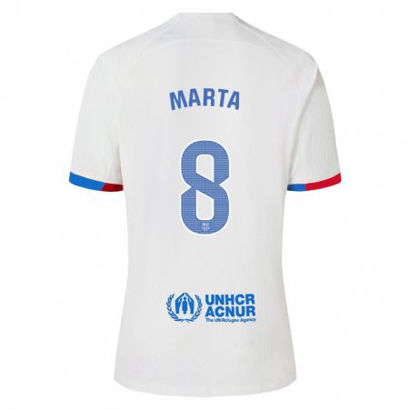 Kandiny Enfant Maillot Marta Torrejon #8 Blanc Tenues Extérieur 2023/24 T-Shirt