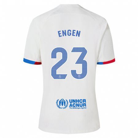 Kandiny Enfant Maillot Ingrid Engen #23 Blanc Tenues Extérieur 2023/24 T-Shirt