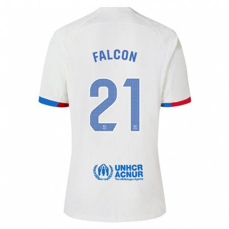 Kandiny Enfant Maillot Andrea Falcon #21 Blanc Tenues Extérieur 2023/24 T-Shirt