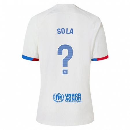 Kandiny Enfant Maillot Arnau Sola #0 Blanc Tenues Extérieur 2023/24 T-Shirt