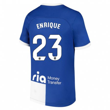 Kandiny Enfant Maillot Gustavo Enrique #23 Bleu Blanc Tenues Extérieur 2023/24 T-Shirt