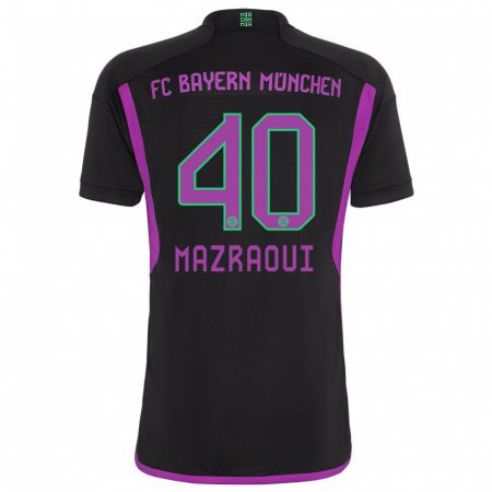 Kandiny Enfant Maillot Noussair Mazraoui #40 Noir Tenues Extérieur 2023/24 T-Shirt