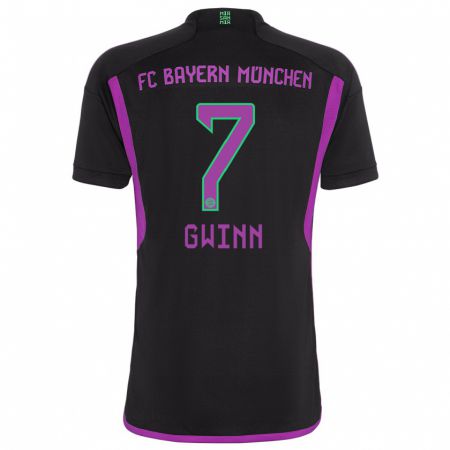 Kandiny Enfant Maillot Giulia Gwinn #7 Noir Tenues Extérieur 2023/24 T-Shirt