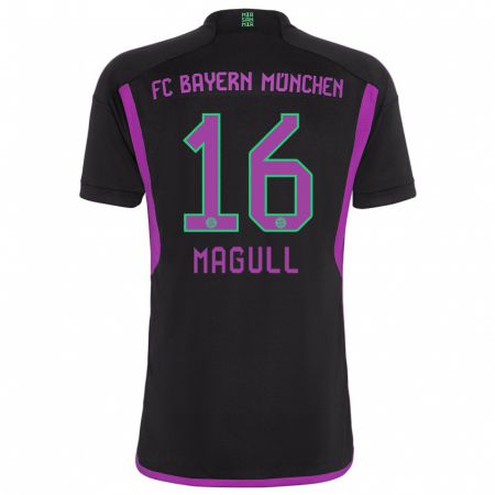 Kandiny Enfant Maillot Lina Magull #16 Noir Tenues Extérieur 2023/24 T-Shirt