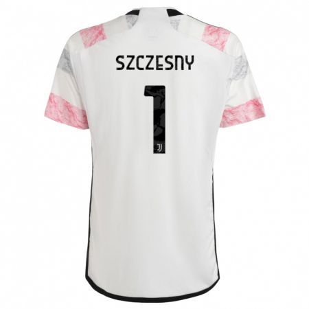 Kandiny Enfant Maillot Wojciech Szczesny #1 Blanc Rose Tenues Extérieur 2023/24 T-Shirt