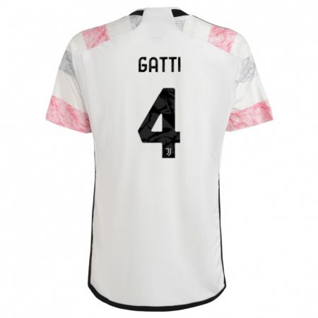 Kandiny Enfant Maillot Federico Gatti #4 Blanc Rose Tenues Extérieur 2023/24 T-Shirt
