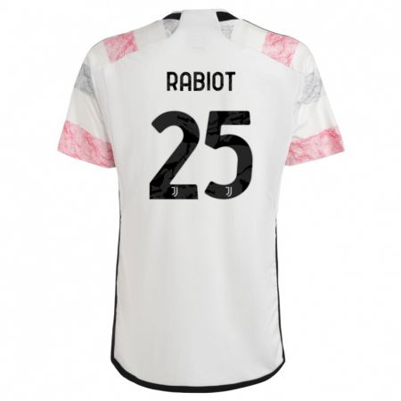 Kandiny Enfant Maillot Adrien Rabiot #25 Blanc Rose Tenues Extérieur 2023/24 T-Shirt