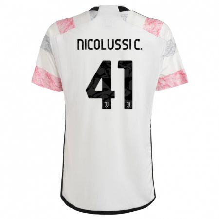 Kandiny Enfant Maillot Hans Nicolussi Caviglia #41 Blanc Rose Tenues Extérieur 2023/24 T-Shirt