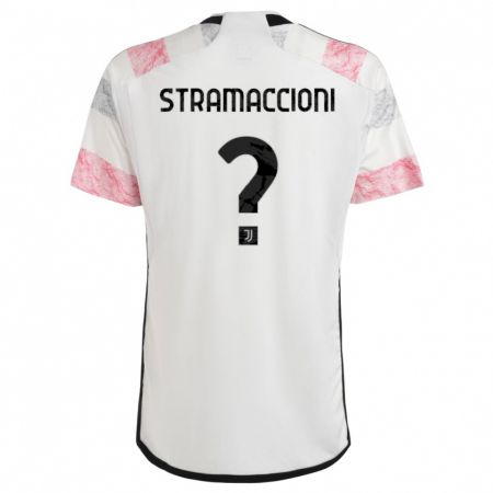 Kandiny Enfant Maillot Diego Stramaccioni #0 Blanc Rose Tenues Extérieur 2023/24 T-Shirt