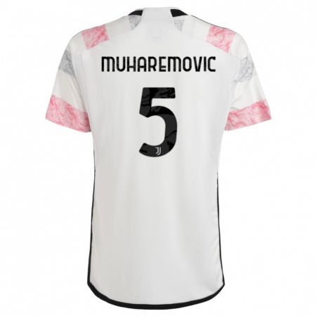 Kandiny Enfant Maillot Tarik Muharemovic #5 Blanc Rose Tenues Extérieur 2023/24 T-Shirt