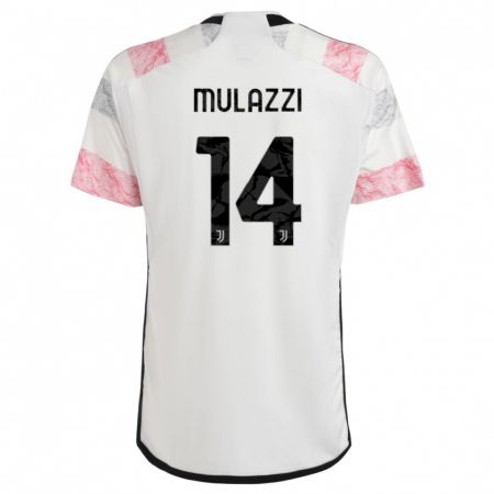 Kandiny Enfant Maillot Gabriele Mulazzi #14 Blanc Rose Tenues Extérieur 2023/24 T-Shirt