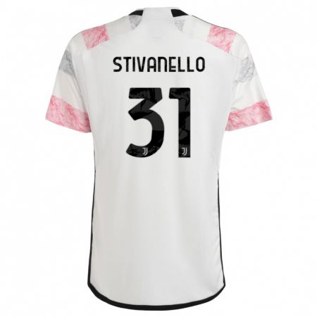 Kandiny Enfant Maillot Riccardo Stivanello #31 Blanc Rose Tenues Extérieur 2023/24 T-Shirt
