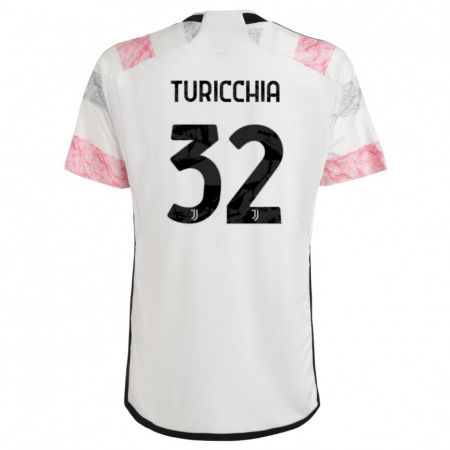 Kandiny Enfant Maillot Riccardo Turicchia #32 Blanc Rose Tenues Extérieur 2023/24 T-Shirt