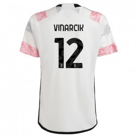 Kandiny Enfant Maillot Jakub Vinarcik #12 Blanc Rose Tenues Extérieur 2023/24 T-Shirt
