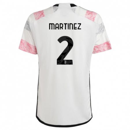 Kandiny Enfant Maillot Bruno Martinez #2 Blanc Rose Tenues Extérieur 2023/24 T-Shirt