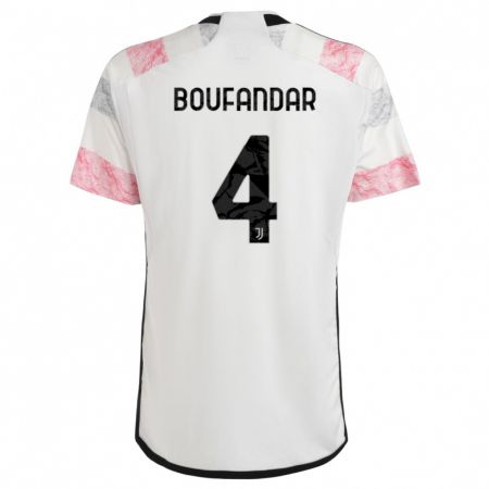 Kandiny Enfant Maillot Adam Boufandar #4 Blanc Rose Tenues Extérieur 2023/24 T-Shirt