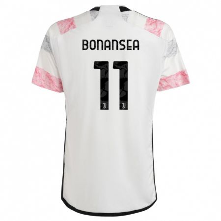 Kandiny Enfant Maillot Barbara Bonansea #11 Blanc Rose Tenues Extérieur 2023/24 T-Shirt