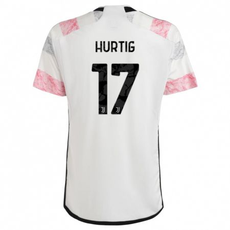 Kandiny Enfant Maillot Lina Hurtig #17 Blanc Rose Tenues Extérieur 2023/24 T-Shirt
