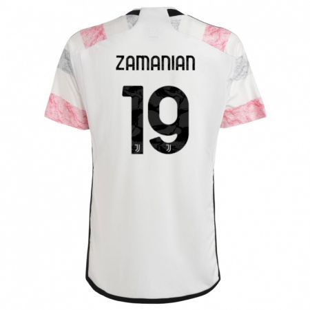 Kandiny Enfant Maillot Annahita Zamanian #19 Blanc Rose Tenues Extérieur 2023/24 T-Shirt