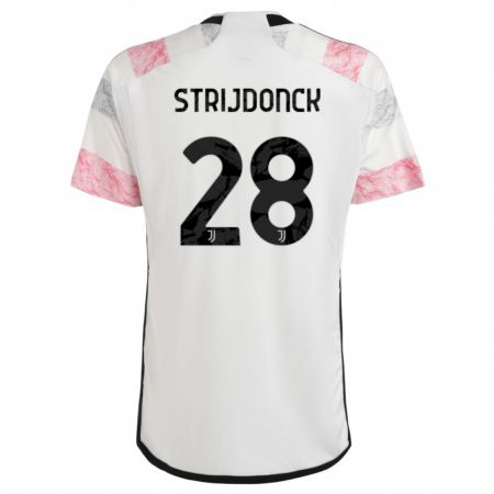 Kandiny Enfant Maillot Bayron Strijdonck #28 Blanc Rose Tenues Extérieur 2023/24 T-Shirt