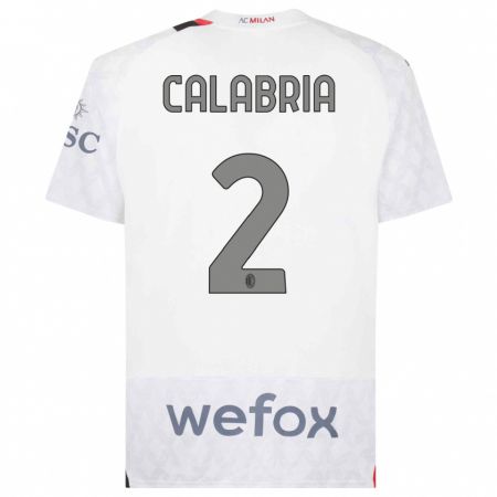 Kandiny Enfant Maillot Davide Calabria #2 Blanc Tenues Extérieur 2023/24 T-Shirt