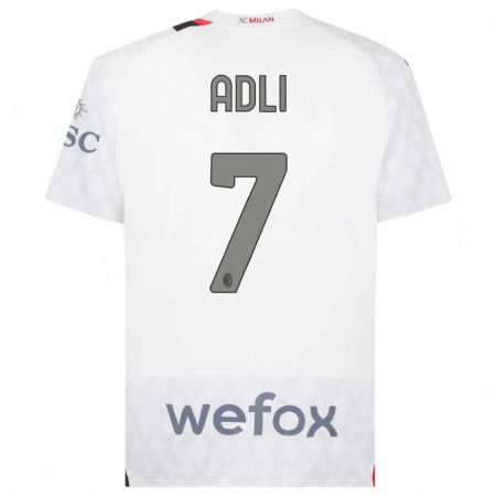 Kandiny Enfant Maillot Yacine Adli #7 Blanc Tenues Extérieur 2023/24 T-Shirt