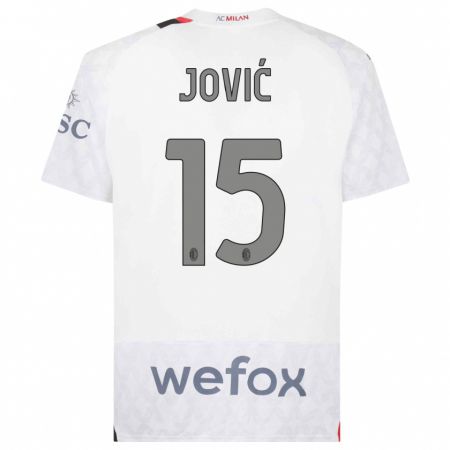 Kandiny Enfant Maillot Luka Jovic #15 Blanc Tenues Extérieur 2023/24 T-Shirt