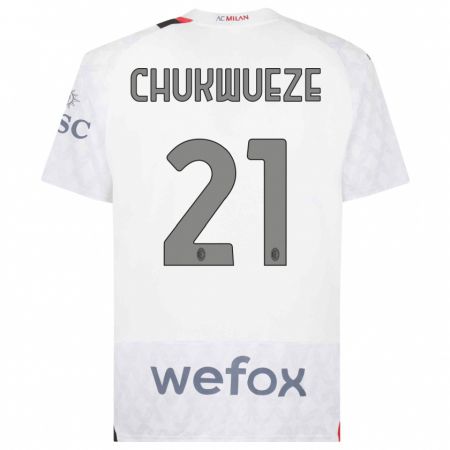 Kandiny Enfant Maillot Samuel Chukwueze #21 Blanc Tenues Extérieur 2023/24 T-Shirt