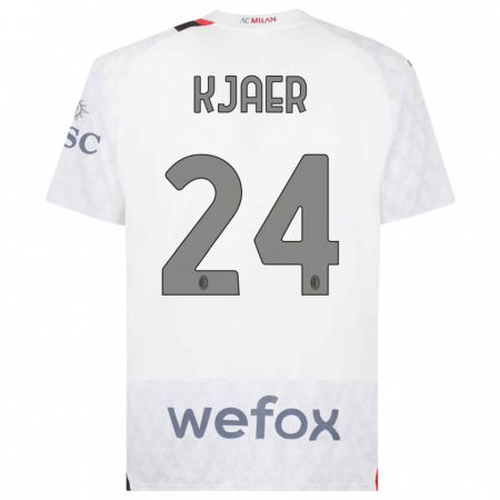 Kandiny Enfant Maillot Simon Kjaer #24 Blanc Tenues Extérieur 2023/24 T-Shirt
