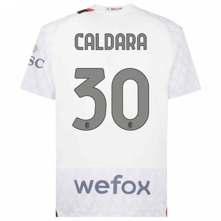 Kandiny Enfant Maillot Mattia Caldara #30 Blanc Tenues Extérieur 2023/24 T-Shirt