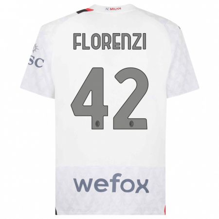 Kandiny Enfant Maillot Alessandro Florenzi #42 Blanc Tenues Extérieur 2023/24 T-Shirt