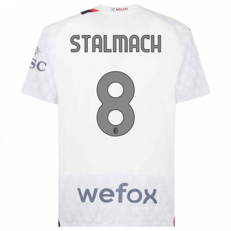 Kandiny Enfant Maillot Dariusz Stalmach #8 Blanc Tenues Extérieur 2023/24 T-Shirt