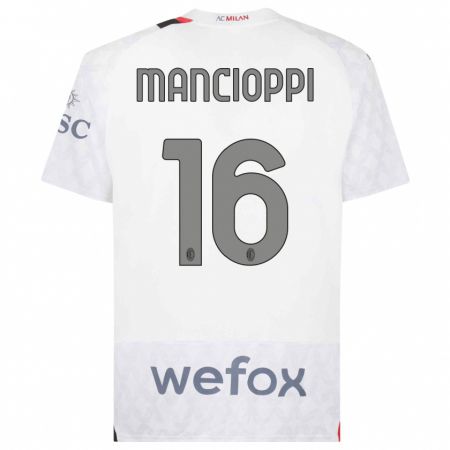 Kandiny Enfant Maillot Tommaso Mancioppi #16 Blanc Tenues Extérieur 2023/24 T-Shirt