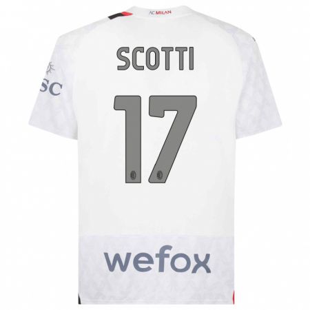 Kandiny Enfant Maillot Filippo Scotti #17 Blanc Tenues Extérieur 2023/24 T-Shirt