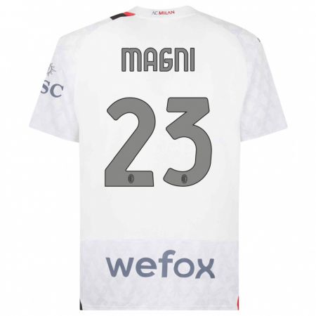 Kandiny Enfant Maillot Vittorio Magni #23 Blanc Tenues Extérieur 2023/24 T-Shirt