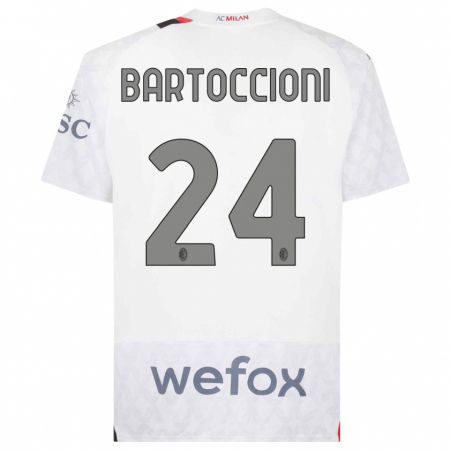 Kandiny Enfant Maillot Andrea Bartoccioni #24 Blanc Tenues Extérieur 2023/24 T-Shirt