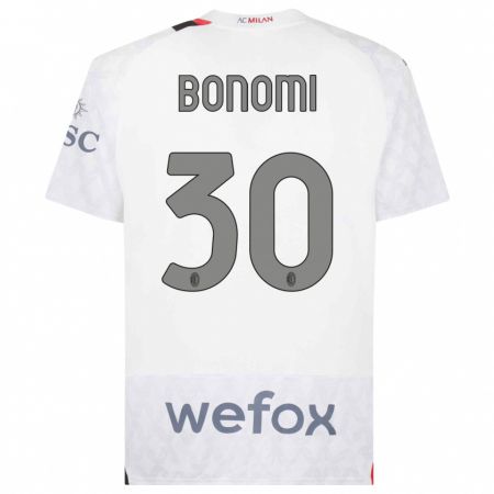 Kandiny Enfant Maillot Alessandro Bonomi #30 Blanc Tenues Extérieur 2023/24 T-Shirt