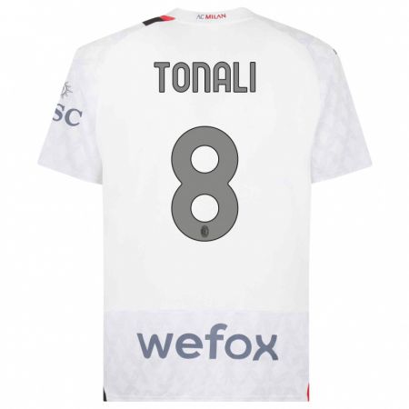 Kandiny Enfant Maillot Sandro Tonali #8 Blanc Tenues Extérieur 2023/24 T-Shirt