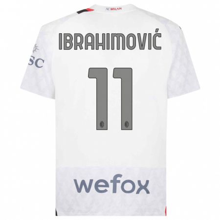 Kandiny Enfant Maillot Zlatan Ibrahimovic #11 Blanc Tenues Extérieur 2023/24 T-Shirt