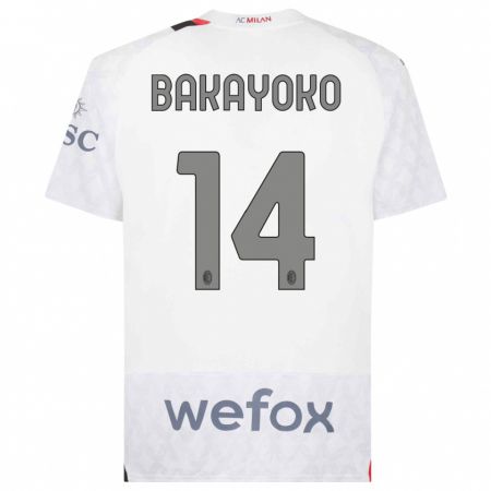 Kandiny Enfant Maillot Tiemoue Bakayoko #14 Blanc Tenues Extérieur 2023/24 T-Shirt