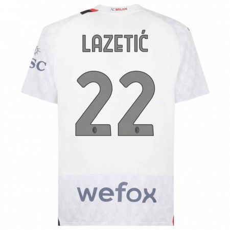 Kandiny Enfant Maillot Marko Lazetic #22 Blanc Tenues Extérieur 2023/24 T-Shirt